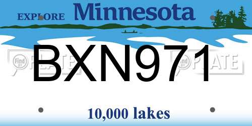 BXN971 Minnesota License Plate