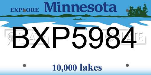 BXP5984 Minnesota License Plate