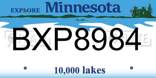 BXP8984 Minnesota License Plate