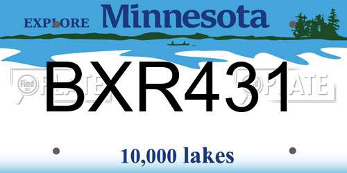 BXR431 Minnesota License Plate