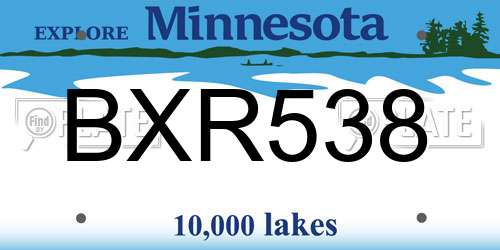 BXR538 Minnesota License Plate