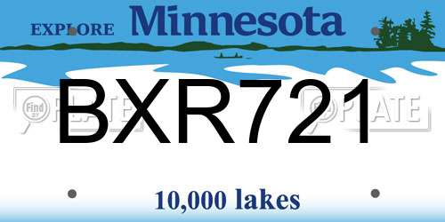 BXR721 Minnesota License Plate