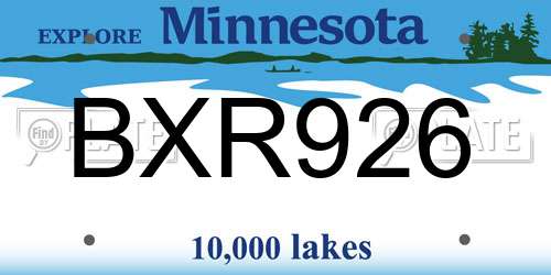BXR926 Minnesota License Plate