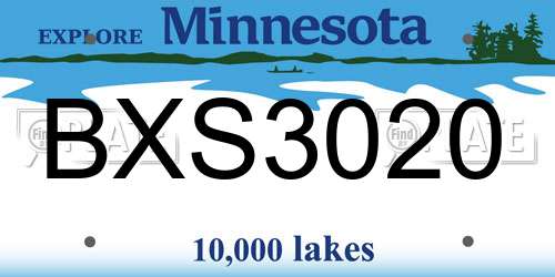 BXS3020 Minnesota License Plate