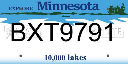 BXT9791 Minnesota License Plate