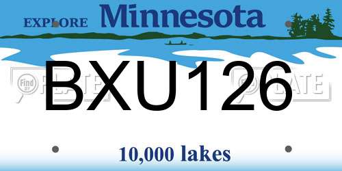 BXU126 Minnesota License Plate