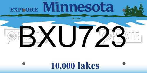 BXU723 Minnesota License Plate