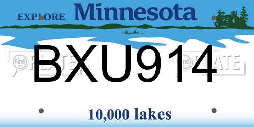 BXU914 Minnesota License Plate