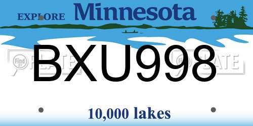 BXU998 Minnesota License Plate