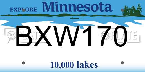 BXW170 Minnesota License Plate