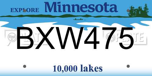 BXW475 Minnesota License Plate