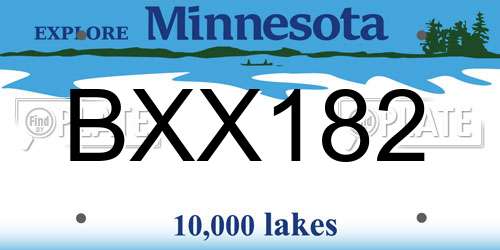 BXX182 Minnesota License Plate