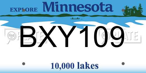 BXY109 Minnesota License Plate