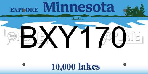BXY170 Minnesota License Plate