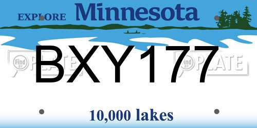 BXY177 Minnesota License Plate