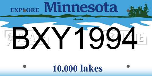 BXY1994 Minnesota License Plate