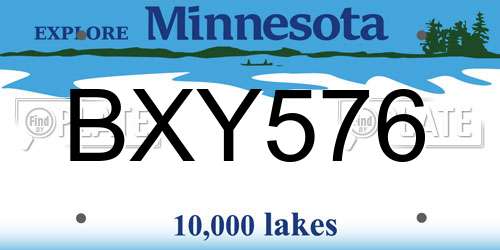 BXY576 Minnesota License Plate