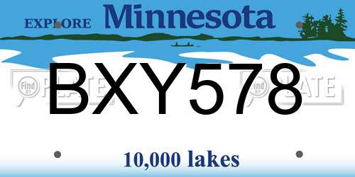 BXY578 Minnesota License Plate