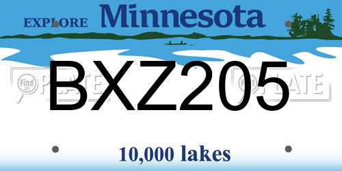BXZ205 Minnesota License Plate