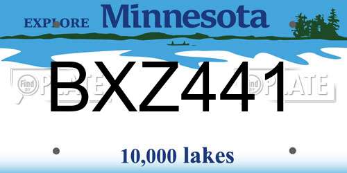 BXZ441 Minnesota License Plate