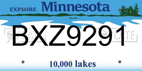BXZ9291 Minnesota License Plate