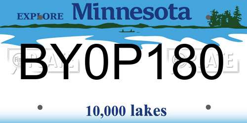 BY0P180 Minnesota License Plate