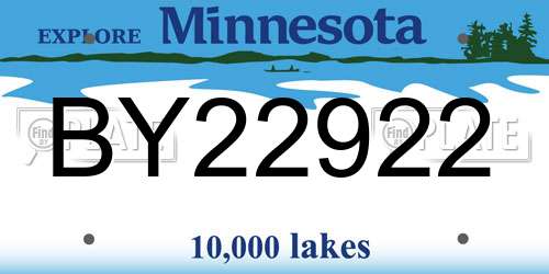 BY22922 Minnesota License Plate