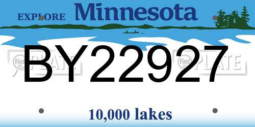 BY22927 Minnesota License Plate