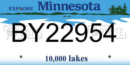BY22954 Minnesota License Plate