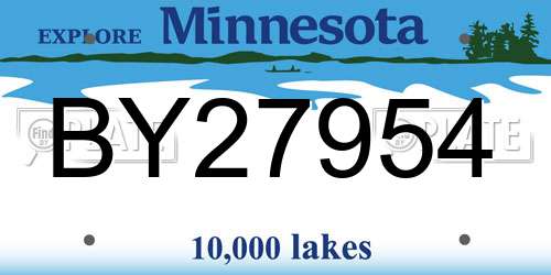 BY27954 Minnesota License Plate