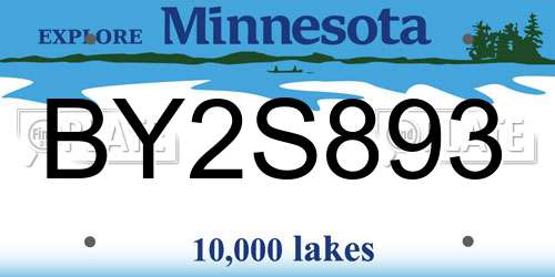 BY2S893 Minnesota License Plate