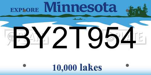 BY2T954 Minnesota License Plate