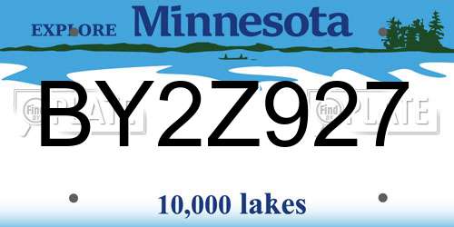 BY2Z927 Minnesota License Plate