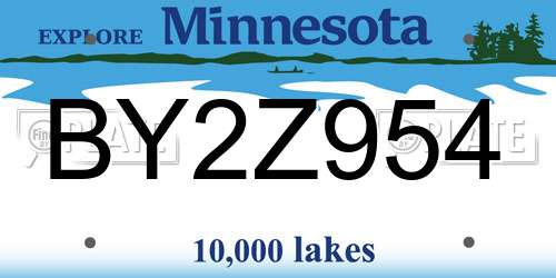 BY2Z954 Minnesota License Plate