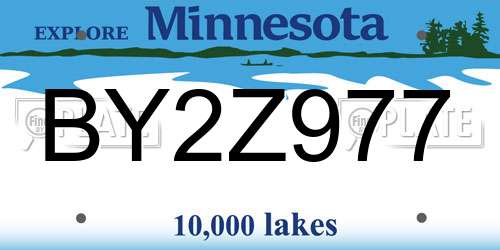 BY2Z977 Minnesota License Plate