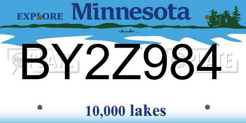 BY2Z984 Minnesota License Plate