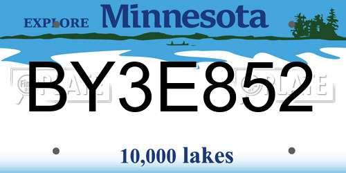 BY3E852 Minnesota License Plate