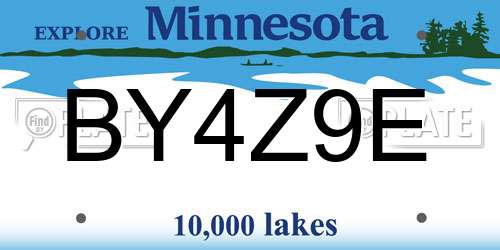BY4Z9E Minnesota License Plate