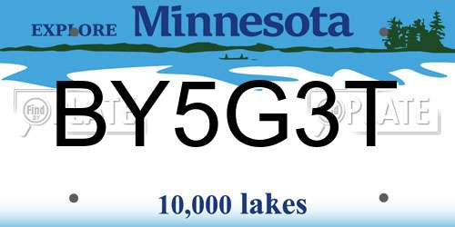 BY5G3T Minnesota License Plate