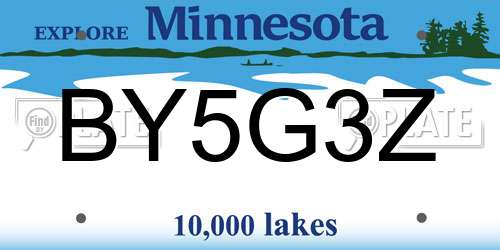 BY5G3Z Minnesota License Plate