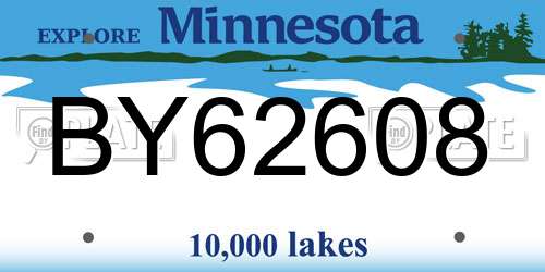 BY62608 Minnesota License Plate