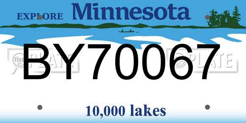 BY70067 Minnesota License Plate