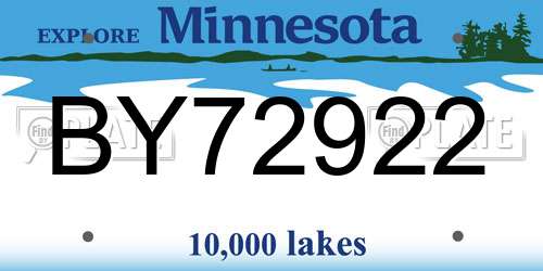 BY72922 Minnesota License Plate