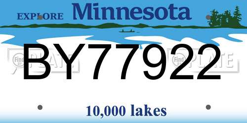 BY77922 Minnesota License Plate