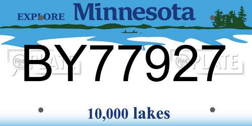 BY77927 Minnesota License Plate