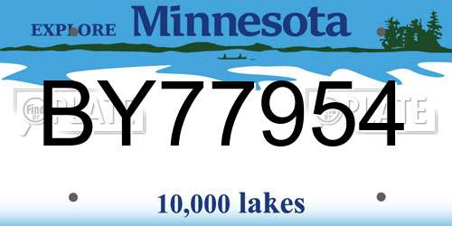 BY77954 Minnesota License Plate