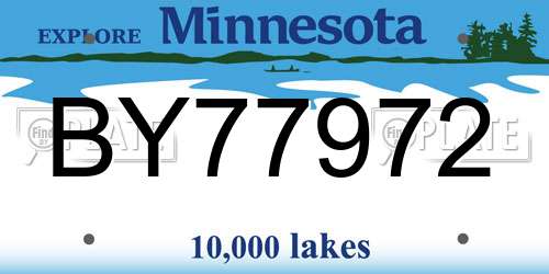 BY77972 Minnesota License Plate
