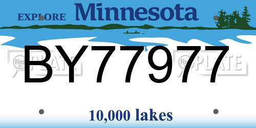 BY77977 Minnesota License Plate