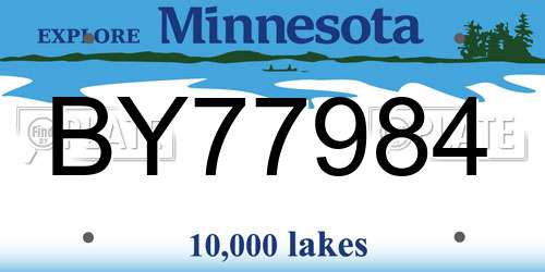 BY77984 Minnesota License Plate