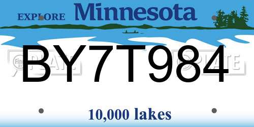 BY7T984 Minnesota License Plate